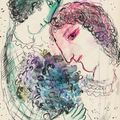 Marc Chagall — Любовь между профилями, зелеными и розовыми, изображение 1