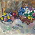 Marc Chagall — Цветы и фрукты на столе в Зильс-Марии, изображение 1