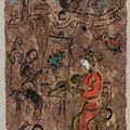 Marc Chagall — Художник и виолончелистка в румянце на фоне темного брюна, изображение 1