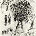 Marc Chagall — Большой букет в ле-туа-деревенский столик, изображение 1