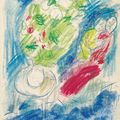 Marc Chagall — Эскиз к "Любви (1937-43)" (лицевая сторона); этюд к "Чичикову ("Мертвые души" Гоголя)" (оборотная сторона), изображение 1