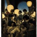 Maxfield Parrish — Венецианское ночное развлечение ("Двое молодых людей в это время беседовали за бокалом канарского..."), изображение 2