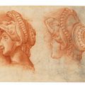 Michelangelo — Сцена битвы на коне (справа налево); Два этюда с изображением головы Лоренцо Медичи, выполненные Микеланджело (слева направо)., изображение 2