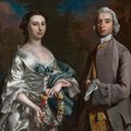 Mr. — Портрет мистера Эдварда Прайса (р.1723), Ганли и миссис Фрэнсис Прайс, урожденной Эгертон, Трелидан, в полный рост, на фоне пейзажа, изображение 1