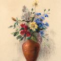 Odilon Redon — Цветы в вазе темно-коричневого цвета, изображение 1
