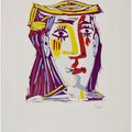 Pablo Picasso — Многоцветный портрет Жаклин в головной убор из ткани, изображение 3