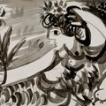 Pablo Picasso — Женщина, цветы и изюм (спереди); Трое мужчин (сзади), изображение 1