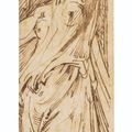 Parmigianino — Женщина, несущая вазу, в профиль слева (справа налево); Этюд коленопреклоненной кариатиды (оборотная сторона, слабо видна через правую сторону), изображение 1