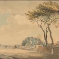Paul Sandby — Юго-восточный вид на территорию дома сэра Джона Элвилла: дом Элвилла, Энглфилд-Грин, недалеко от Эгема, графство Суррей, изображение 1