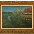 Piet Mondrian — Изогнутая ирригационная канава, окаймляющая фермерский двор с цветущими деревьями (Gebogen irrigatiegracht grenzend aan boerenerf met Bloeiende bomen), изображение 2