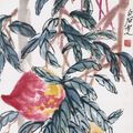 Qi Baishi — Персики и мухоловка, изображение 1