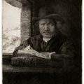 Rembrandt van Rijn — Гравюра с автопортретом у окна, изображение 1