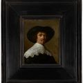 Rembrandt van Rijn — Портрет джентльмена во весь рост, в черном пальто с кружевным воротником и черной шляпе, изображение 2