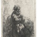 Rembrandt van Rijn — Святой Иероним, преклонивший колени в молитве, смотрит вниз, изображение 1