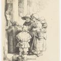 Rembrandt van Rijn — Нищие, получающие милостыню у двери, изображение 1