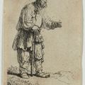 Rembrandt van Rijn — Крестьянин в высокой шапке, стоящий, опираясь на палку, изображение 2