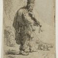 Rembrandt van Rijn — Крестьянин в высокой шапке, стоящий, опираясь на палку, изображение 3