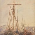 Richard Parkes Bonington — Рыбацкие лодки на якоре, Булонь, Франция, изображение 1