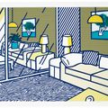 Roy Lichtenstein — Голубой пол из серии "Интерьер", изображение 1
