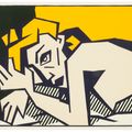 Roy Lichtenstein — Лежащая обнаженная натура из серии экспрессионистских гравюр на дереве, изображение 1
