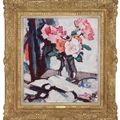Samuel John Peploe — Розовые розы в стеклянной вазе, изображение 2