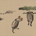 Shibata Zeshin — Играющие антропоморфные черепахи, изображение 4