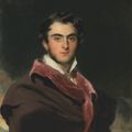 Sir Thomas Lawrence — Портрет Ричарда Мида, 3-го графа Клануильяма (1795-1879), в полный рост, в черном плаще с красным воротником, изображение 1