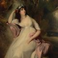 Sir Thomas Lawrence — Портрет Сары Марты (Салли) Сиддонс (1775-1803), дочери актрисы Сары Сиддонс, в три четверти роста, в белом платье с розовой шалью, сидящей у пруда на фоне лесистого пейзажа., изображение 1