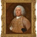 Thomas Gainsborough — Портрет Генри Фейна, члена парламента (1703-1777) из Уормсли, Оксфордшир, в полный рост, в расшитом золотом камзоле и жилете из розового бархата, с треуголкой под мышкой, в искусственном овальном обрамлении., изображение 1