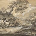 Thomas Gainsborough — Открытый пейзаж с фигурами, лошадьми и повозкой, изображение 1