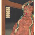 Tsukioka Yoshitoshi — Лу Чи Сен в пьяной ярости разбивает фигуру стража в храме на горе с пятью вершинами, изображение 3