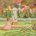 Vanessa Bell — Генриетта и Джулиан у бассейна в саду, Чарльстон, изображение 1