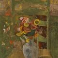 Victor Pasmore — Натюрморт с цинниями и зеленым стулом, изображение 1