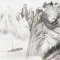 Zhang Daqian — Прогулка на лодке по горам, изображение 1