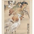 Zhao Shao'ang — Две белые цапли в пруду с лотосами, изображение 2