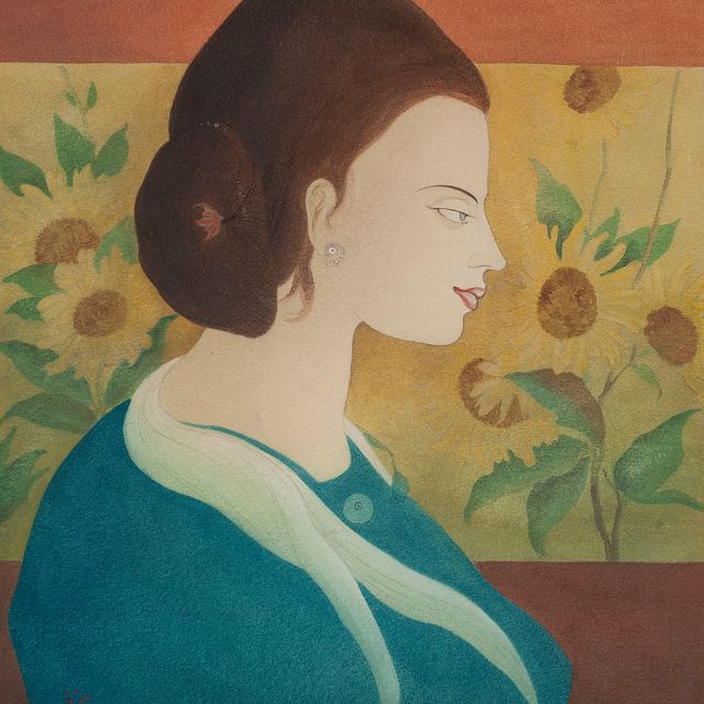 Abdur Rahman Chughtai — Без названия (Дама с подсолнухами)