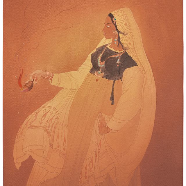 Abdur Rahman Chughtai — Без названия (Мотыльки, летящие на пламя)
