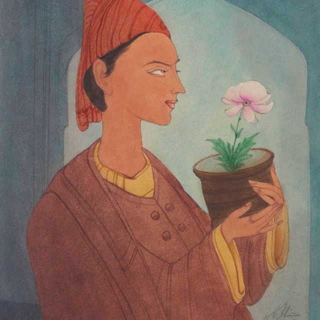Abdur Rahman Chughtai — Без названия (Мужчина с цветочным горшком)