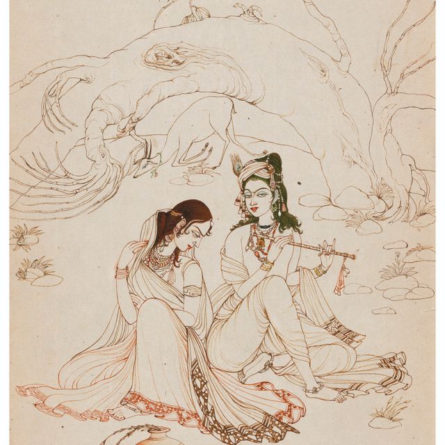 Abdur Rahman Chughtai — Без названия (Радха и Кришна)