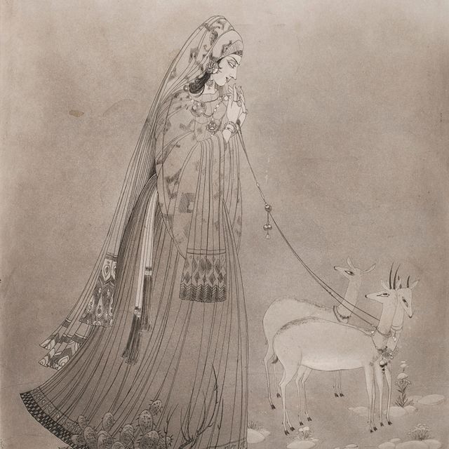 Abdur Rahman Chughtai — Без названия (Лайла с оленем)