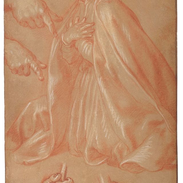 Abraham Bloemaert — Коленопреклоненный святой с изображением рук, держащих посох