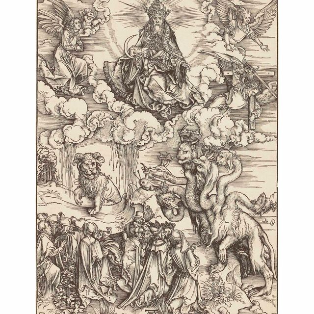 Albrecht Dürer — Зверь с двумя рогами, как у Агнца, из Апокалипсиса (Б. 74; М., гл. 175; С.М.С. 123)