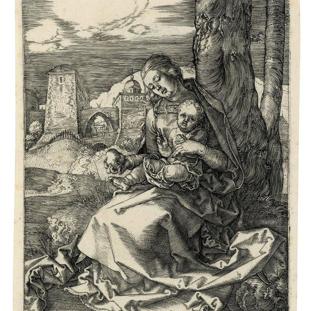 Albrecht Dürer — Богородица с младенцем и грушей (Б. 41; М., Зал. 33; С.М.С. 63)