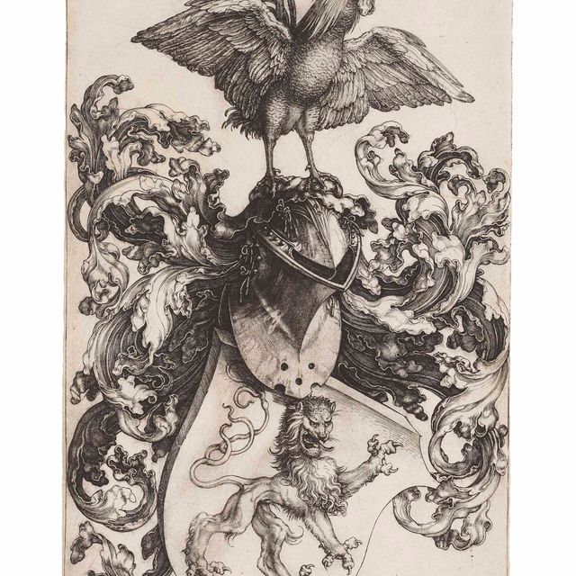Albrecht Dürer — Герб со Львом и Петухом (Б. 100; М., Зал. 97; С.М.С. 35)