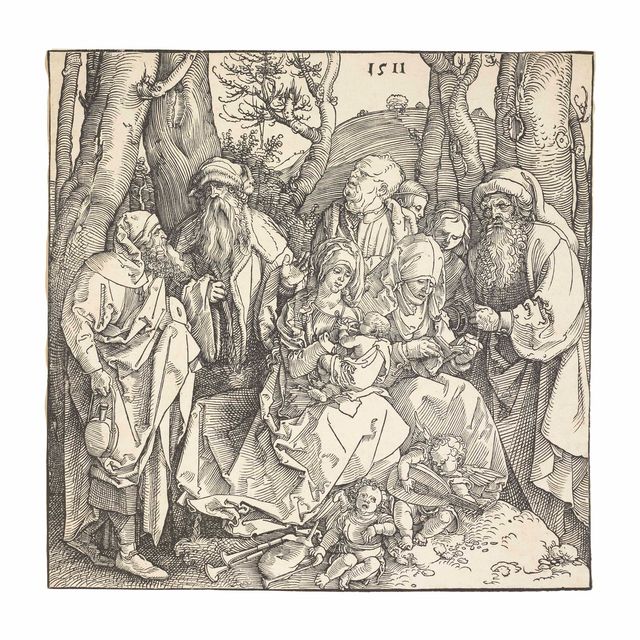 Albrecht Dürer — Святое родство с ангелами, играющими на лютнях (т. 97; М., гл. 216; С.М.С. 227)