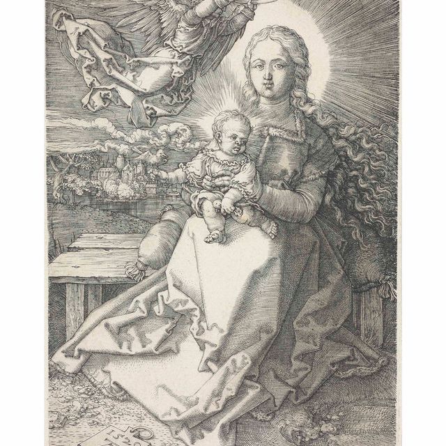 Albrecht Dürer — Дева и Младенец, увенчанные одним Ангелом
