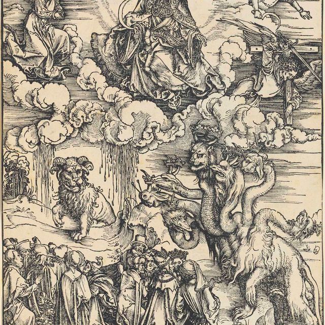 Albrecht Dürer — Зверь с двумя рогами, как у Агнца, из Апокалипсиса
