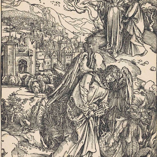 Albrecht Dürer — Ангел, показывающий Святому Иоанну Новый Иерусалим, из Апокалипсиса