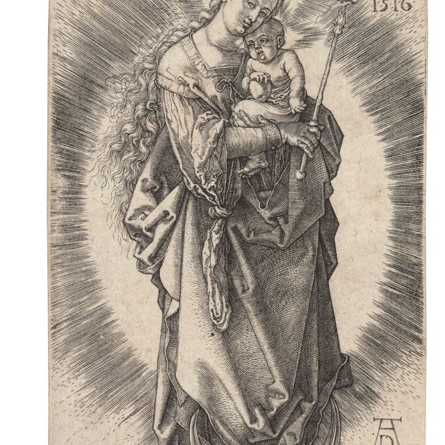 Albrecht Dürer — Богородица на полумесяце со скипетром и звездной короной