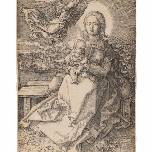 Albrecht Dürer — Богородица с Младенцем, увенчанные одним Ангелом (Б. 37; М., Зал. 41; С.М.С. 92)
